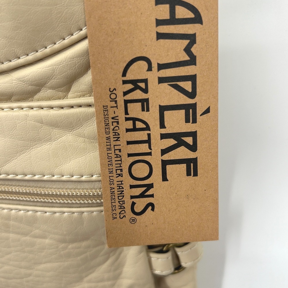 Ampere Creations Taupe Vegan Leather Crossbody Bag Multi Zip Boho C130 NEW - Picture 3 of 7